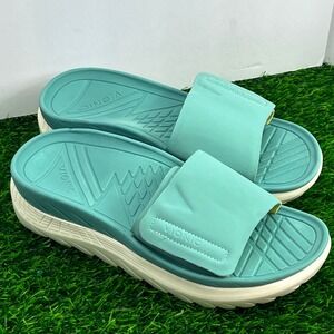 Vionic Rejuvenate Recovery Sandals Teal Blue Mens 7.5 Womens 9 Slides Adjustable